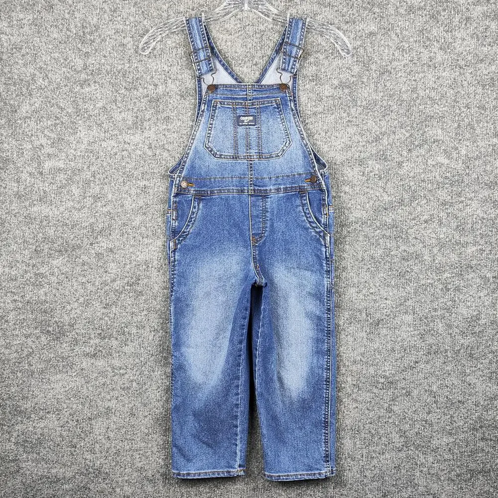 OshKosh B'gosh Overalls Toddler 5T Blue Denim Bib Adjustable Straps Jeans